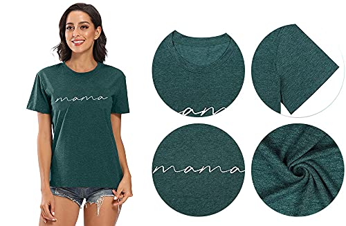 ASTANFY Mama Shirts Women Mama Letter Printed T-Shirt Mama Graphic Tee Casual Short Sleeve Tops Tee
