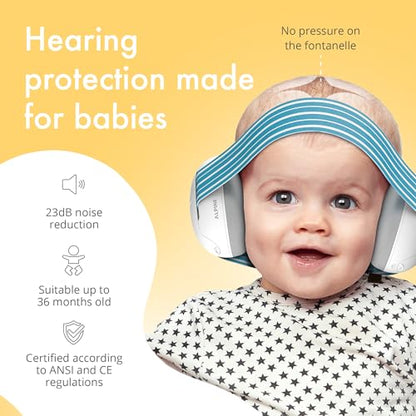 Alpine Muffy Baby Ear Protection for Babies and Toddlers up to 36 Months - CE & ANSI Certified - Noise Reduction Earmuffs - Comfortable Baby Headphones Against Hearing Damage & Improves Sleep - Black