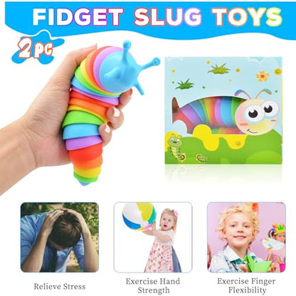Cevioce Fidget Slug Toy, Sensory Slug Fidget Toy for Kids & Adults, 1Pc Cute Autism Sensory Toys for Autistic Children｜Great Birthday Gift for Girls Boys - Easter Basket Stuffers for Toddlers Kids