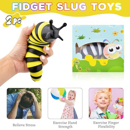Cevioce Fidget Slug Toy, Sensory Slug Fidget Toy for Kids & Adults, 1Pc Cute Autism Sensory Toys for Autistic Children｜Great Birthday Gift for Girls Boys - Easter Basket Stuffers for Toddlers Kids