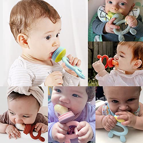 Haakaa Baby Fresh Fruit Food Feeder|Breastmilk Popsicle Mold for Baby Cooling Relief|Silicone Feeder with Pouch Cover for Milk Freezing,BPA Free Baby Feeder for Infant Safely Self Feeding (Steel Blue)