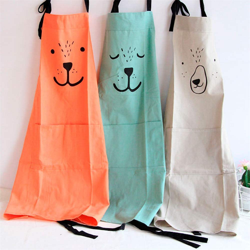 2 Pack Cartoon Apron Cute Bear Parent and Child Apron,Father Mother Son Daughter Matching Set Adult and Kid