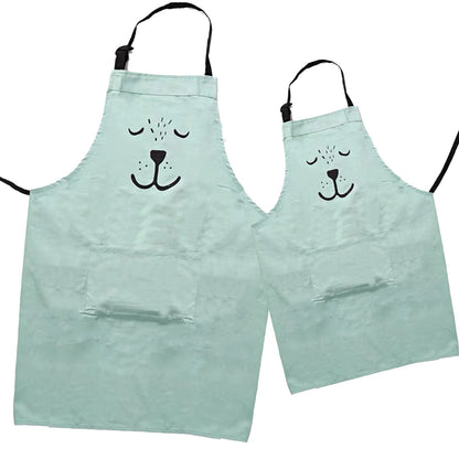 2 Pack Cotton Adjustable Parent and Child Apron with Pockets Mommy and Me Matching Set, Baking,Painting