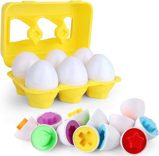 Toddler Toys - Color Matching Egg Set - Educational Color, Shapes and Sorting Recognition Skills - Puzzle for Kid Baby Boy Girl, Easter Basket Gift (6 Eggs)