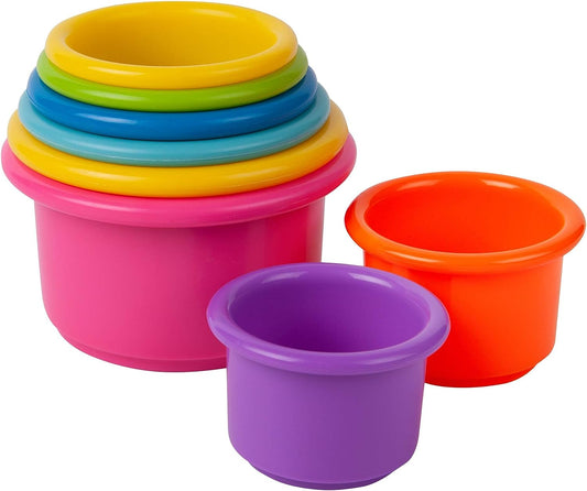 The First Years Stack & Count Stacking Cups - Colorful Baby Stacking Toys Set - Stackable Cups for Learning - Baby Bath Toys - Toddler Easter Basket Stuffers - 8 Count