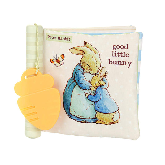 KIDS PREFERRED Beatrix Potter Peter Rabbit Soft Teether Book with Sensory Teether Spine and Teether Toy
