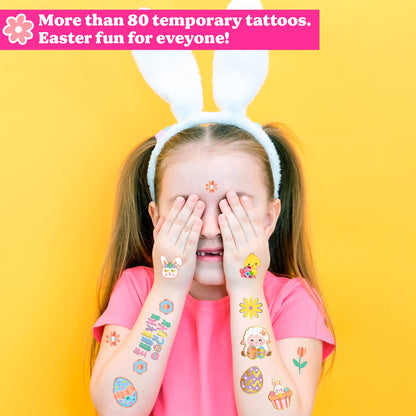 Easter Temporary Tattoos Party Favors for Kids 4 Metallic Sheets, Egg Gifts Party Supplies for Toddlers, girls, boys, Bulk Easter Basket Stuffers Fillers, Religious Goodie Bags Toys. Class Games Prizes. Rose gold, Gold & Silver