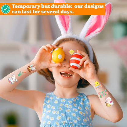 Easter Temporary Tattoos Party Favors for Kids 4 Metallic Sheets, Egg Gifts Party Supplies for Toddlers, girls, boys, Bulk Easter Basket Stuffers Fillers, Religious Goodie Bags Toys. Class Games Prizes. Rose gold, Gold & Silver