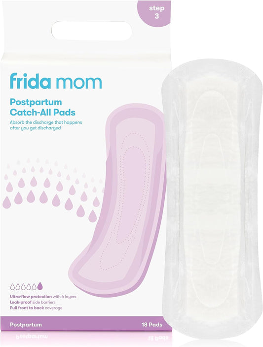 Frida Mom Postpartum Maternity Catch-All Pads for Maximum Absorbancy - 18 ct, White