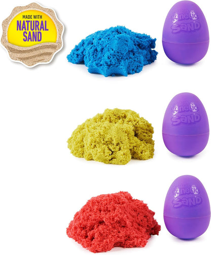 Kinetic Sand, 20-Pack Eggs with Red, Yellow, and Blue Play Sand, Easter Basket Stuffers, Goodie Bag Toys & Sensory Toys for Kids Ages 3+