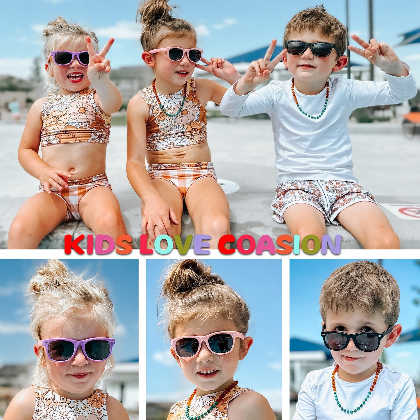 COASION Kids Polarized Sunglasses TPEE Rubber Flexible Shades for Girls Boys Age 3-9