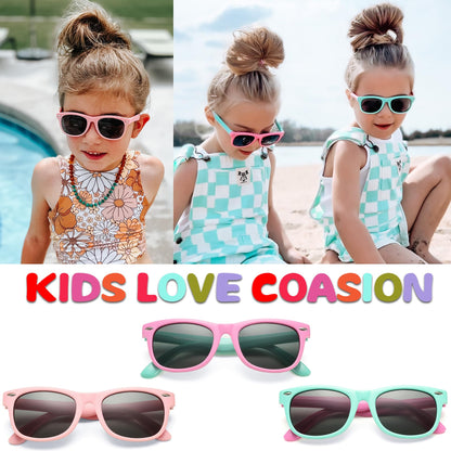 COASION Kids Polarized Sunglasses TPEE Rubber Flexible Shades for Girls Boys Age 3-9