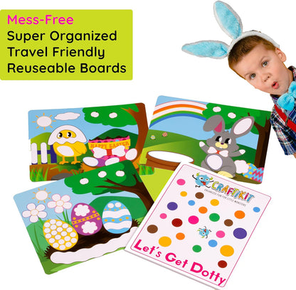 Craftikit® 10 Dots & Gems Easter Crafts for Kids Ages 3-5, Kids Gem Art & Dot Stickers for Toddlers Activities, Preschool Easter Bunny Basket Stuffers, Easter Gifts for Girls and Boys