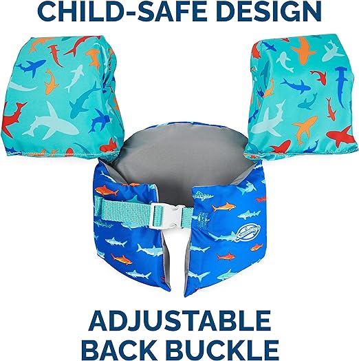 SwimWays Swim Trainer, US Coast Guard Approved Life Vest Kids Swim Vest, Arm Floaties & Life Jackets for Kids 33-55 lbs, Mermaid