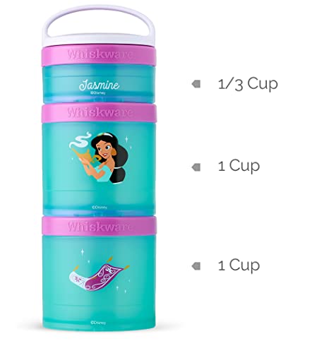 Whiskware Disney Princess Stackable Snack Containers for Kids and Toddlers, 3 Stackable Snack Cups for School or Travel, Moana