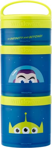 Whiskware Disney Pixar Stackable Snack Containers for Kids and Toddlers, 3 Stackable Snack Cups for School and Travel, Finding Nemo with Nemo and Dory