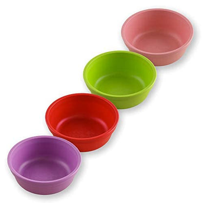 Re-Play Made in USA 12 Oz. Reusable Plastic Bowls, Pack of 4 Without Lid - Dishwasher and Microwave Safe Bowls for Snacks and Everyday Dining - Toddler Bowl Set 5.75" x 5.75" x 2", Modern Mint