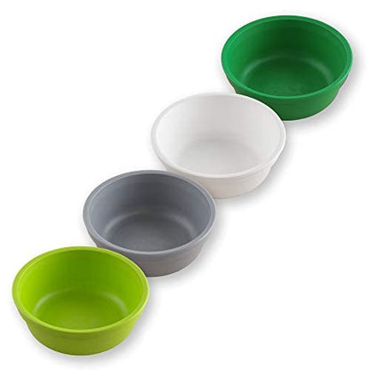 Re-Play Made in USA 12 Oz. Reusable Plastic Bowls, Pack of 4 Without Lid - Dishwasher and Microwave Safe Bowls for Snacks and Everyday Dining - Toddler Bowl Set 5.75" x 5.75" x 2", Modern Mint