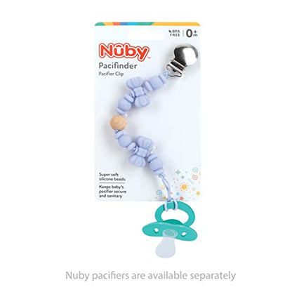 Nuby Pacifinder Pacifier Clip, 2 Pack Pacifier Holder for Boy, Blue Dots and Green Dino