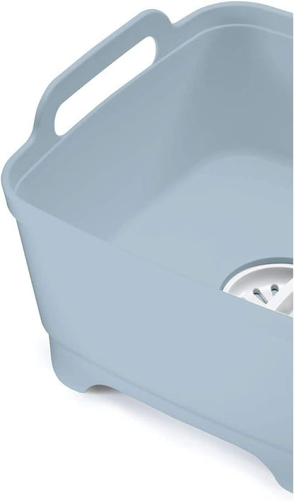 Joseph Joseph 85055 Wash & Drain Wash Basin Dishpan with Draining Plug Carry Handles 12.4-in x 12.2-in x 7.5-in, White