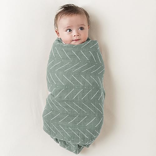 Itzy Ritzy Breastfeeding Boss Multi-Use Cover – A Nursing Cover, Swaddle, Car Seat Cover, Tummy Time Mat and Burp Cloth All in One – Made of Muslin Fabric & Measures 47” x 47”, Sage Mudcloth