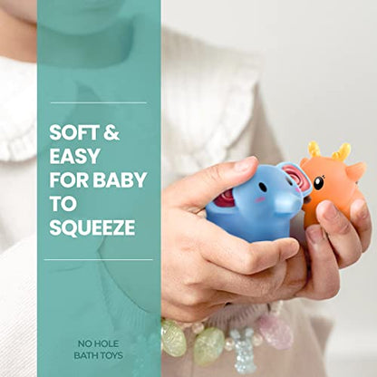 Hely Cancy Mold Free Infant Bath Toys for 18 Months - No Hole Animal Bathtub Toys, Baby Bath Tub Toys No Mold (Ocean)