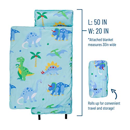Wildkin Microfiber Nap Mat with Pillow for Toddler Boys and Girls, Measures 50 x 20 x 1.5 Inches, Ideal for Daycare and Preschool, Mom's Choice Award Winner (Jurassic Dinosaurs)