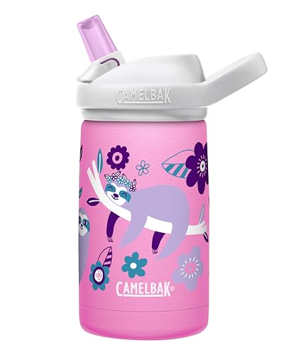 CamelBak eddy+ Kids Water Bottle with Straw, Insulated Stainless Steel - Leak-Proof when Closed, 12oz, Biking Dogs