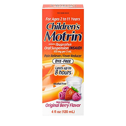 Children's Motrin Oral Suspension Medicine for Kids, 100mg Ibuprofen, Berry Flavored, 4 fl. oz