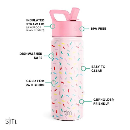 Simple Modern Kids Water Bottle with Straw Lid | Insulated Stainless Steel Reusable Tumbler for Toddlers, Boys | Summit Collection | 14oz, Dog Days