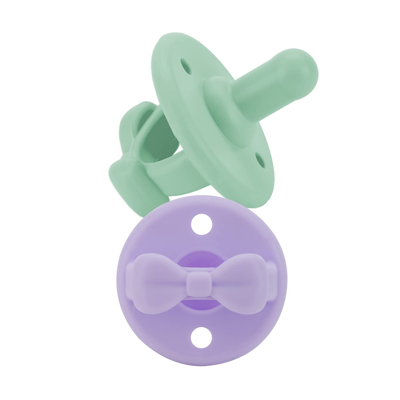 Itzy Ritzy Silicone Pacifiers for Newborn - Sweetie Soother Pacifiers Feature Collapsible Handle & Two Air Holes for Added Safety; for Ages Newborn and Up, Set of 2 in Agave & Succulent