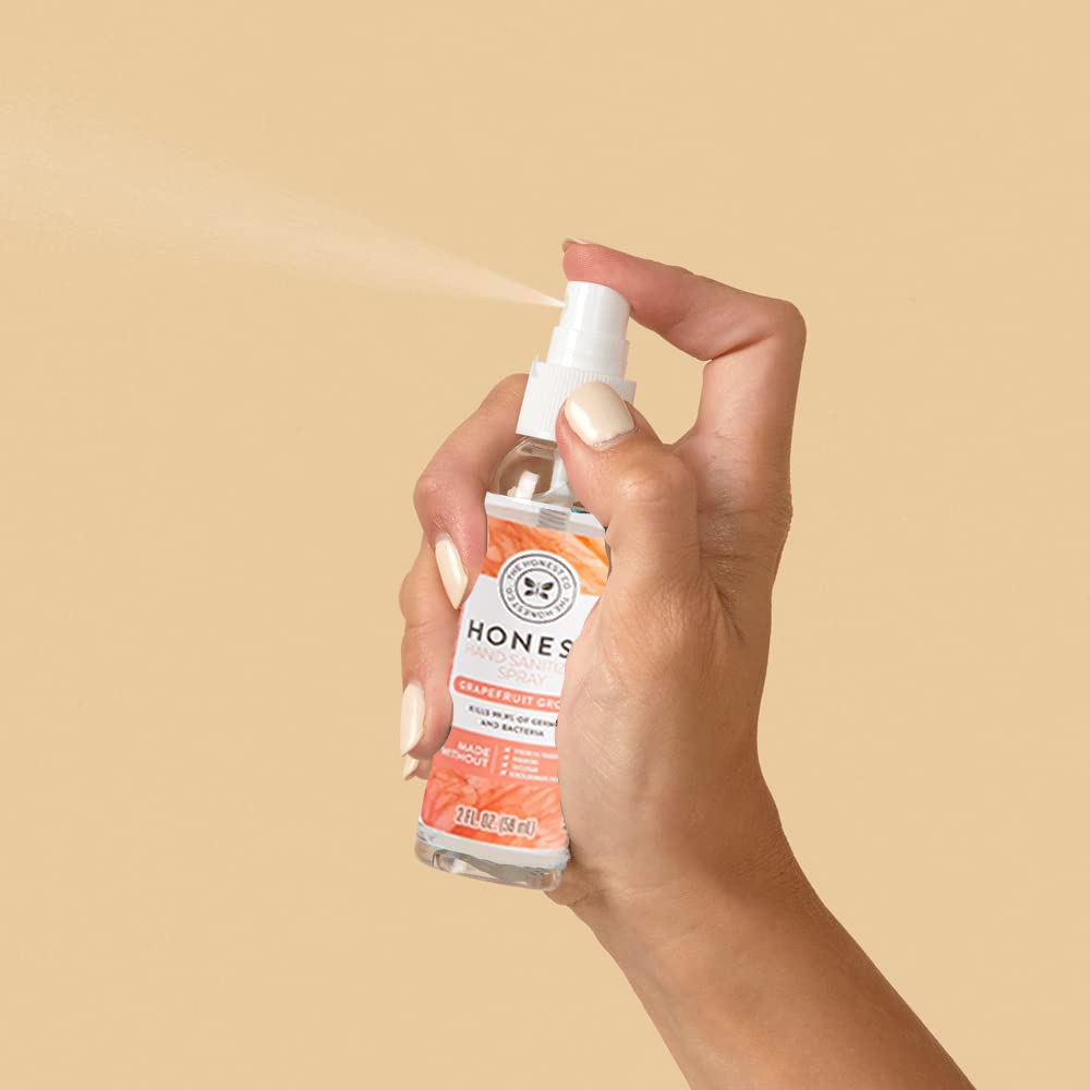 The Honest Company Plant-Based Hand Sanitizer Spray | Kills 99.9% of Germs | Hypoallergenic, Quick-drying + Moisturizing | Coastal Surf, 2 fl oz