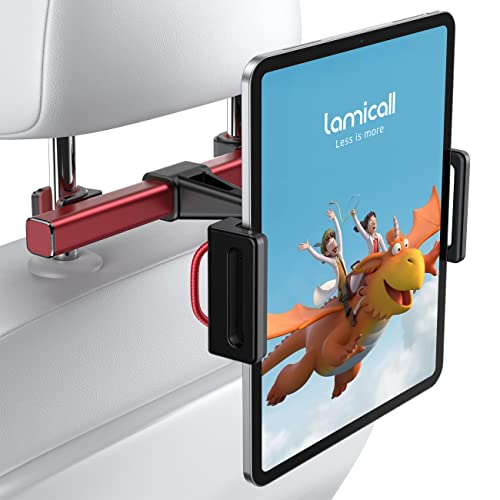 Lamicall Car Tablet Headrest Holder - Car Back Seat Headrest Tablet Mount Stand for Kids, Road Trip Essentials, Compatible with iPad Pro Air Mini, Galaxy Tab, Other 5.5 to 8.6" Wide Devices, Black