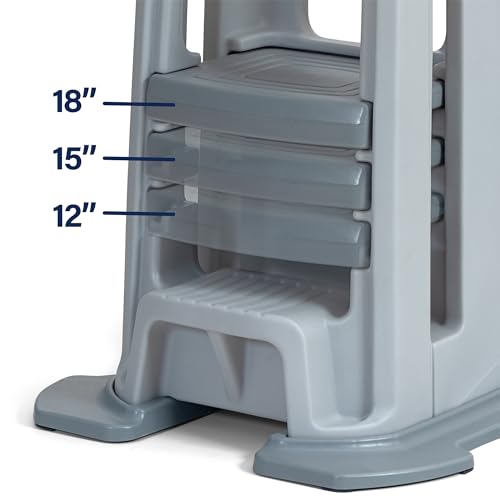 Simplay3 Toddler Tower Montessori Standing Step Stool with Sturdy Stabilizing Base and Adjustable Platform, 20.5" D x 26" W x 34" H, Ages 18 Months to 5 Years, White