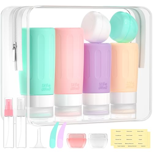 Morfone 16 Pack Travel Bottles Set for Toiletries, TSA Approved Travel Containers Leak Proof Silicone Squeezable Travel Accessories 2oz 3oz for Shampoo Conditioner Lotion Body Wash (BPA Free)