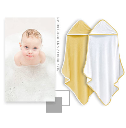 BAMBOO QUEEN 2 Pack Baby Bath Towel - Rayon Made from Bamboo, Ultra Soft Hooded Towels for Babies,Toddler,Infant - Newborn Essential -Perfect Baby Registry Gifts (White and Stripe, 30 x 30 Inch)