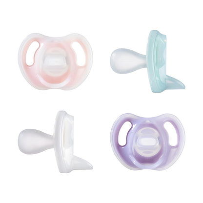 Tommee Tippee Ultra-Light Silicone Pacifier, Symmetrical One-Piece Design, BPA-Free Silicone Binkies, 0-6M, 4-Count