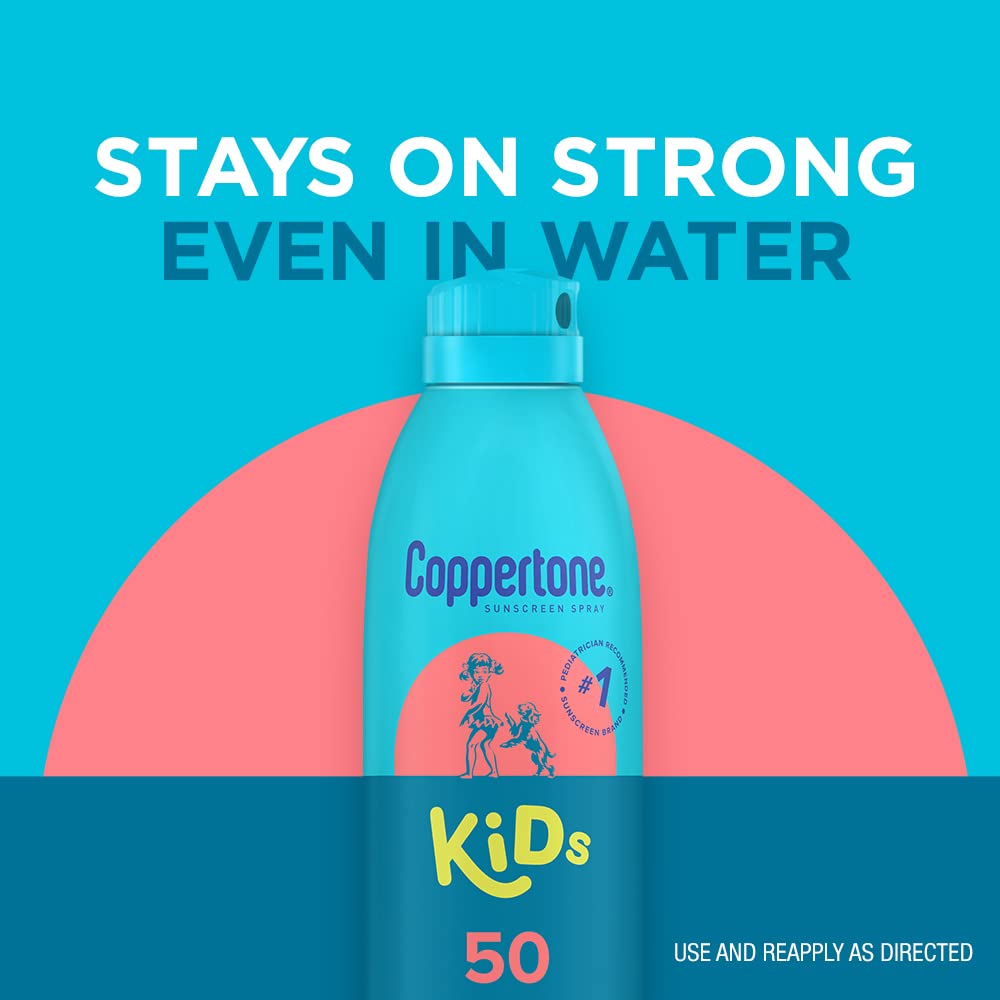 Coppertone Kids Sunscreen Spray SPF 50, Water Resistant Sunscreen for Kids, Broad Spectrum Spray Sunscreen SPF 50, 5.5 Oz Pack of 3