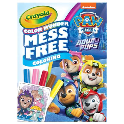 Crayola Color Wonder Paw Patrol Aqua Pups Coloring Set (20+ Pcs), 18 Color Wonder Pages, 5 Mess Free Markers, Toddler Coloring