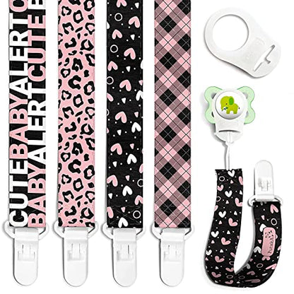 PUTSKA 4 Pack Baby Pacifier Clip Girl & boy - Unisex Pacifier Clips for Boys & Boys. The Pacifier Holder teether Comes with MAM Attachment. 4 Plastic Teething Pacifier Clips Baby Girl and boy