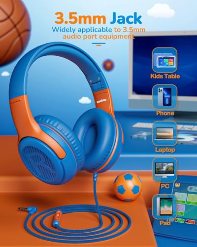 awatrue Kids Headphones for School Toddler Wired with Microphone Plug in Bulk Boys Headset Girls 3+ Year Old Green
