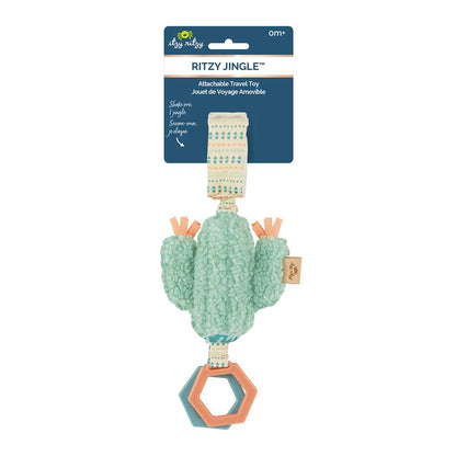 Itzy Ritzy - Ritzy Jingle Toy for Stroller, Car Seat or Activity Gym; Features Jingle Sound, Hexagon Rings and Adjustable Attachment Loop; Cactus