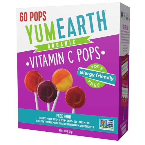 YumEarth Organic Pops Variety Pack, 40 Fruit Flavored Favorites Lollipops, Allergy Friendly, Gluten Free, Non-GMO, Vegan, No Artificial Flavors or Dyes