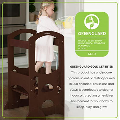 Little Partners Kids Learning Tower® - Adjustable Height Kitchen Step Stool for Toddlers - Encourages Learning, Independence, and Engagement - Safety Climbing Tower for Kitchen Counter (Natural)