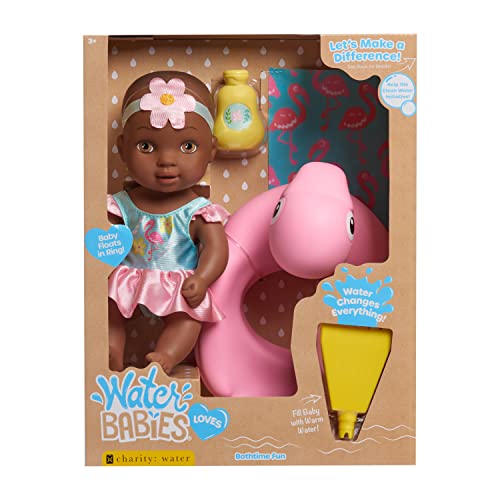 WaterBabies Doll Bathtime Fun Flamingo, Support a Partnership with charity: water, Water Filled Baby Doll, Kids Toys for Ages 3 Up by Just Play