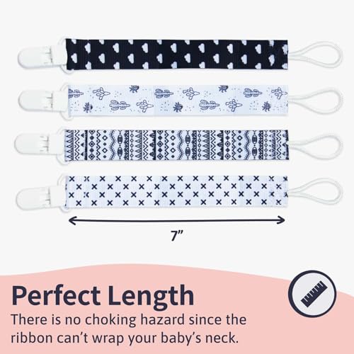 PUTSKA 4 Pack Baby Pacifier Clip Girl & boy - Unisex Pacifier Clips for Boys & Boys. The Pacifier Holder teether Comes with MAM Attachment. 4 Plastic Teething Pacifier Clips Baby Girl and boy