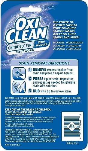 GuruNanda OxiClean Stain Remover Pen for Clothes (3 Pack) - Instant Spot Cleaning for All Laundry Stains: Blood, Food, Drinks, Dirt, Ink, Makeup - Bleach-FREE & Travel-Friendly (2x More Quantity)