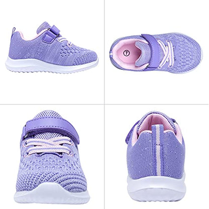 COODO Toddler/Little Kid Boys Girls Shoes Running Sports Sneakers (5 Toddler,Black White)
