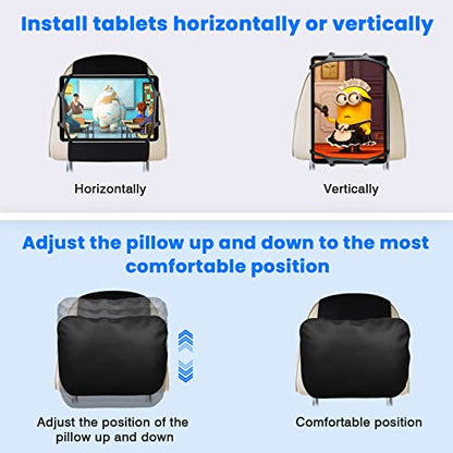 FANGOR Car Headrest Mount Holder, Tablet Holder for Kids in Back Seats, Anti-Slip Strap and Holding Net,Angle-Adjustable/Fits All 7 Inch to 12.9 Inch Tablets