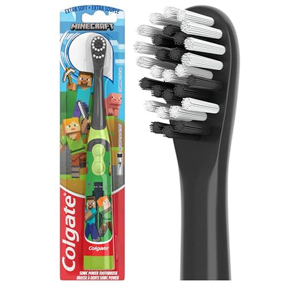 Colgate Kids Battery Powered Toothbrush, Kids Battery Toothbrush with Included AA Battery, Extra Soft Bristles, Flat-Laying Handle to Prevent Rolling, Bluey Toothbrush, 1 Pack